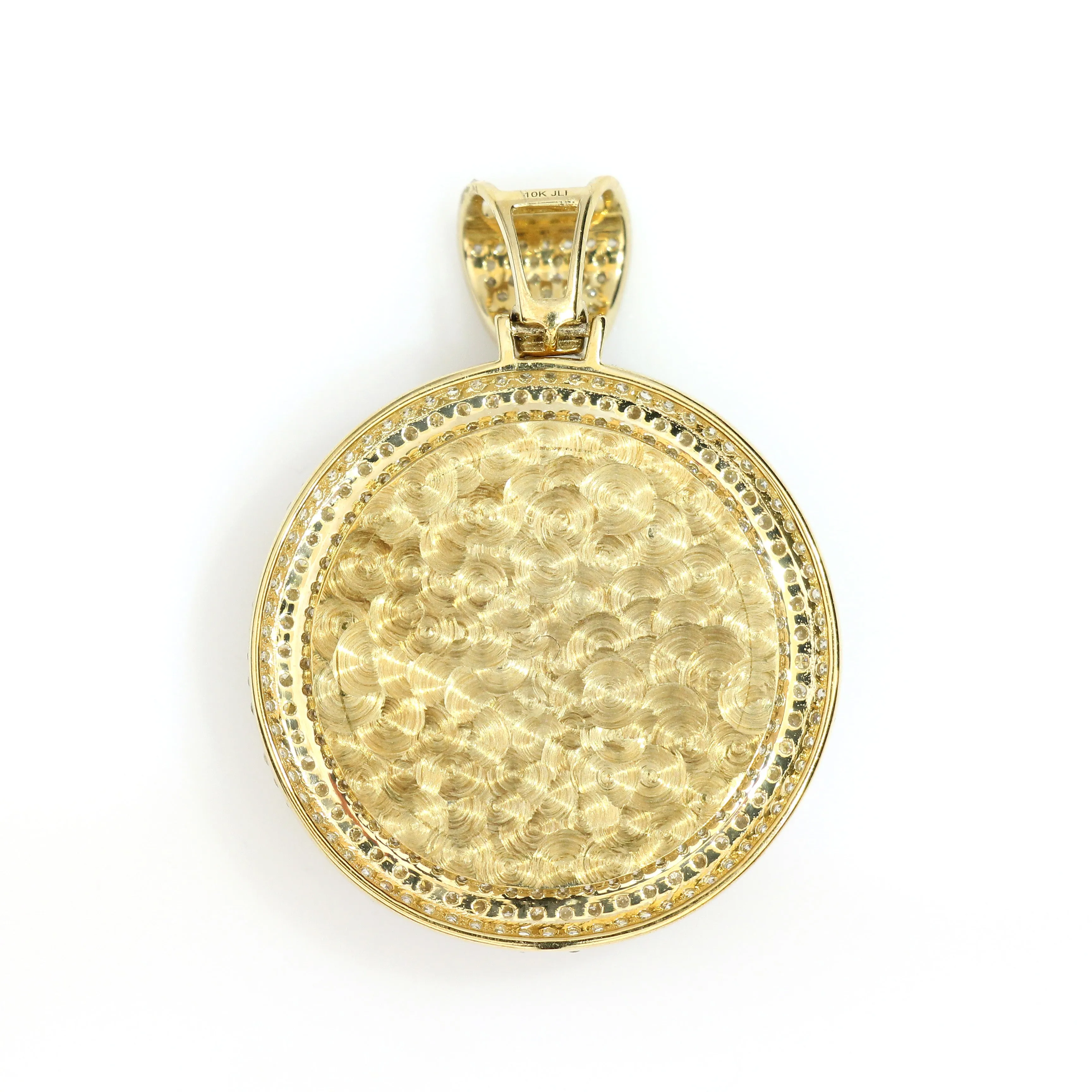 10K Yellow Gold Spinner Medallion Pendant 5 Ctw