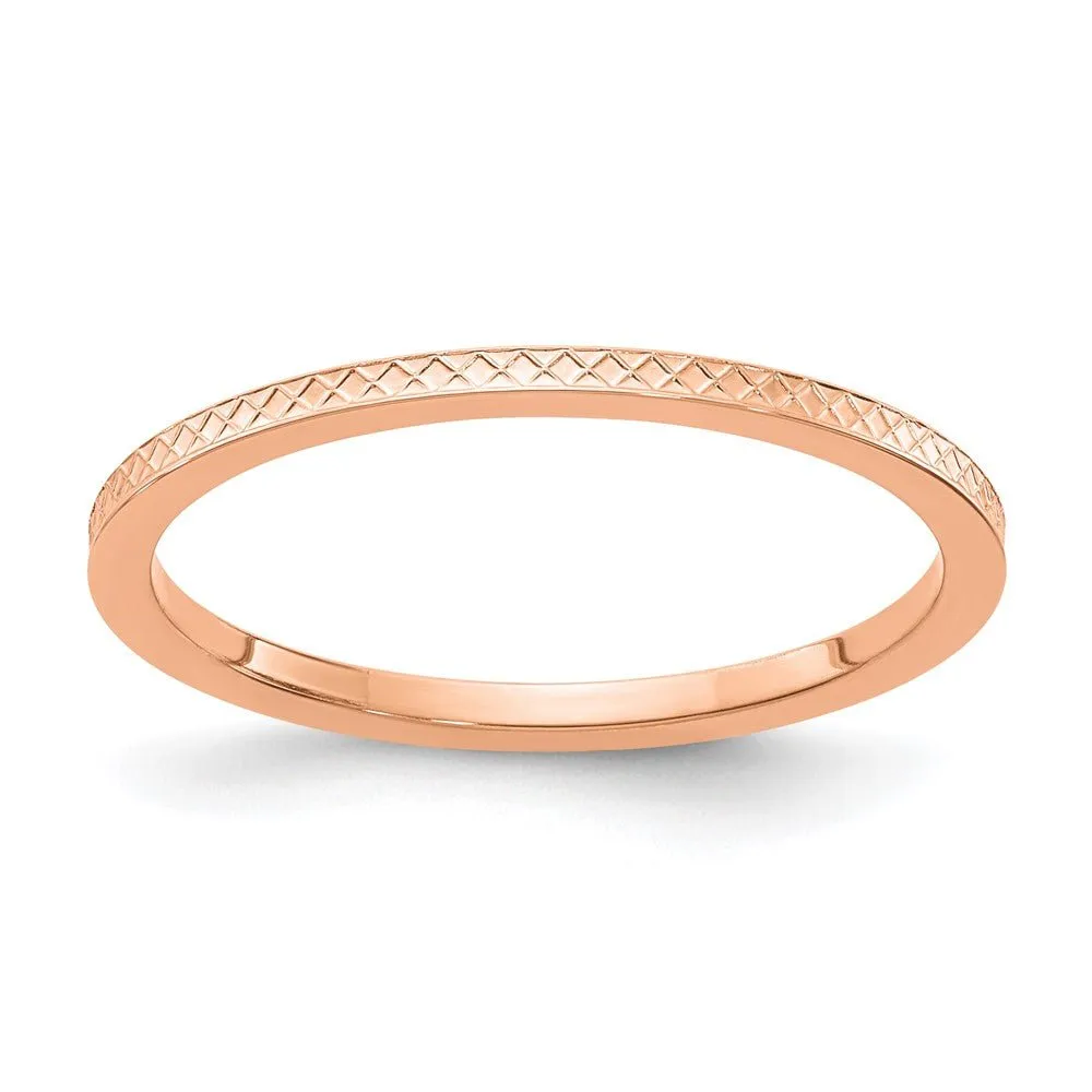 1.2mm 10k Rose Gold Crisscross Flat Stackable Band