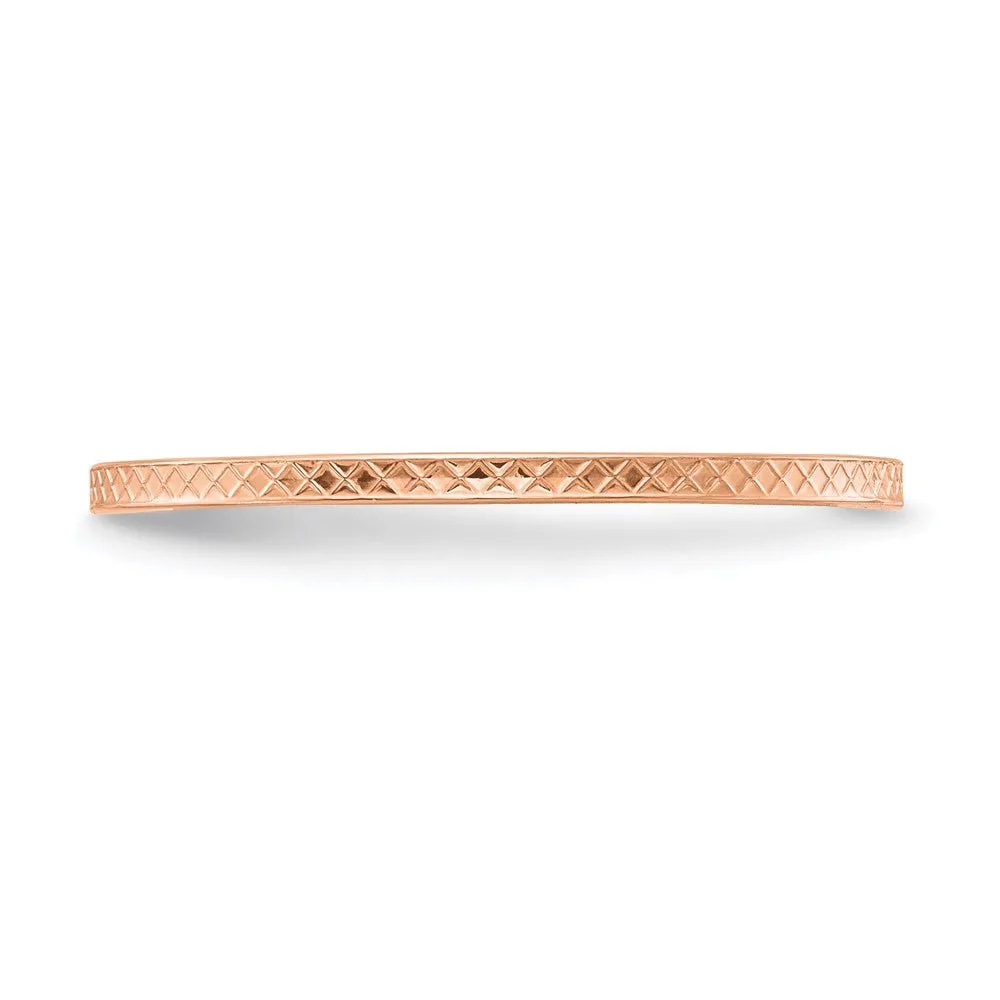 1.2mm 10k Rose Gold Crisscross Flat Stackable Band