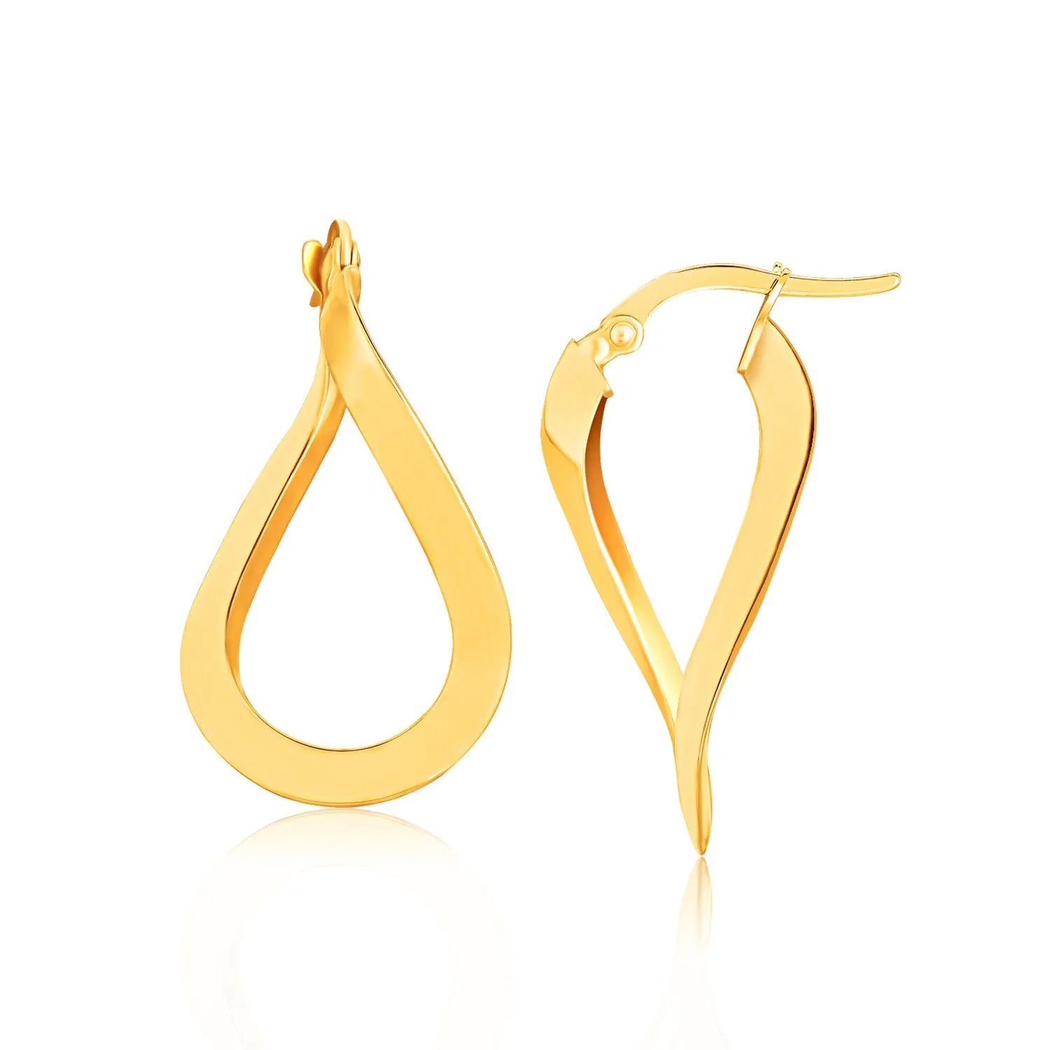 14k Yellow Gold Flat Polished Twisted Hoop Earrings-rx71396