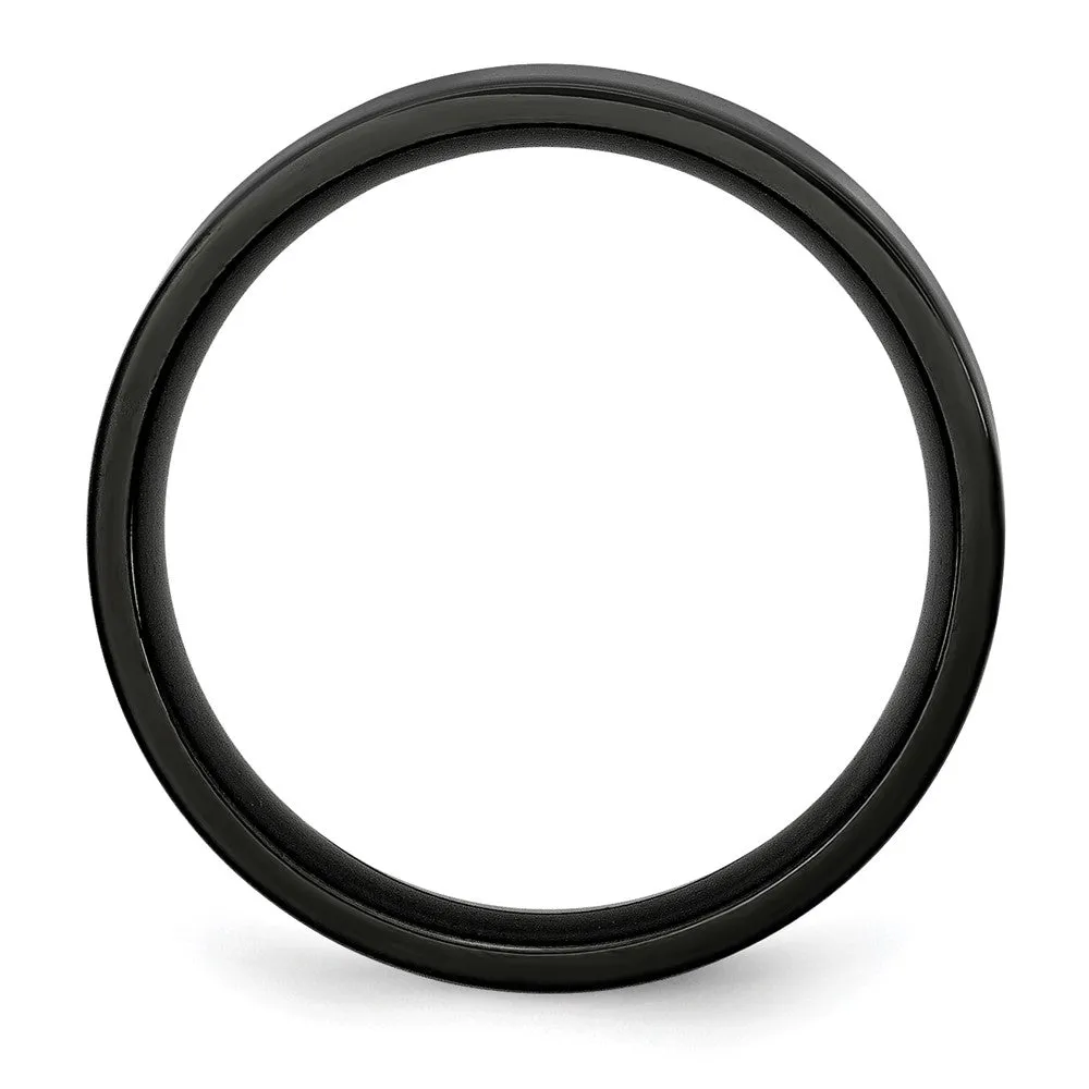 5mm Black Plated Stainless Steel Polished Flat Band