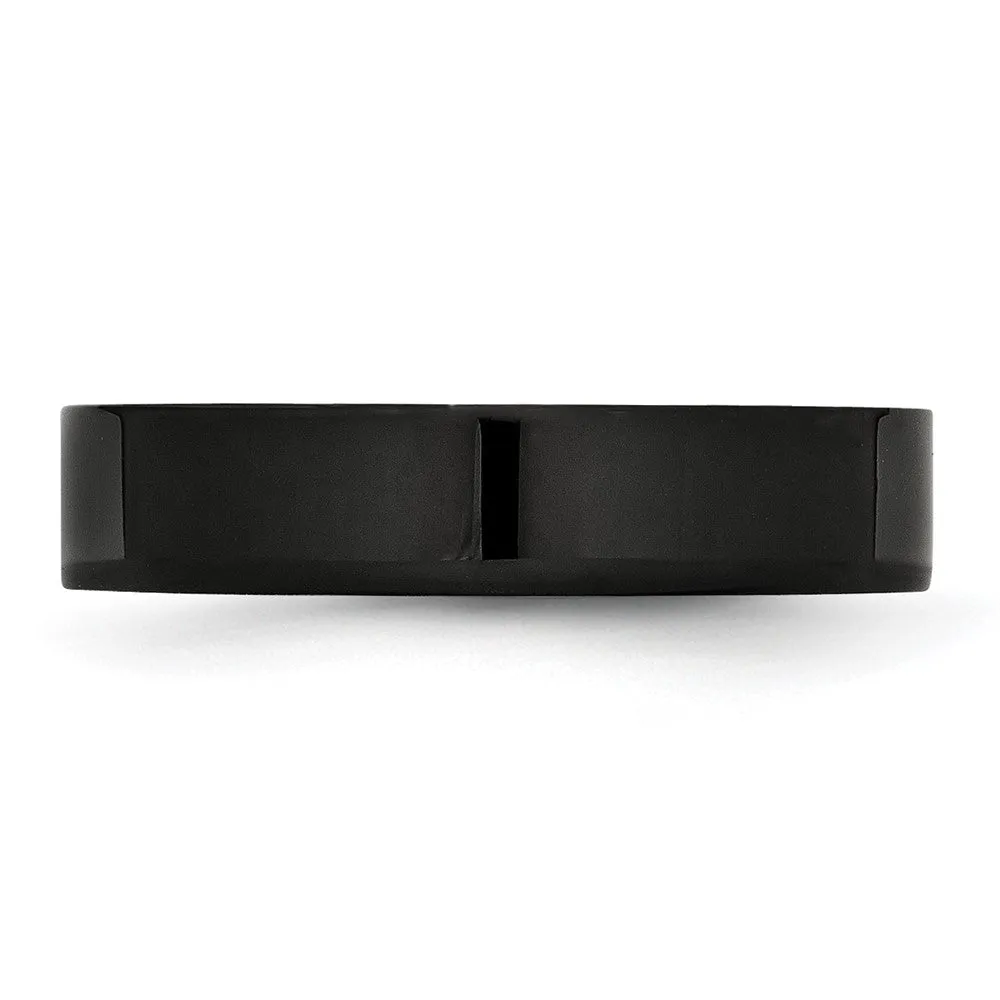 5mm Black Plated Stainless Steel Polished Flat Band