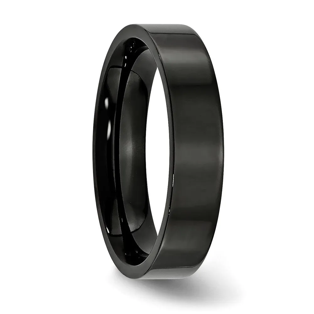 5mm Black Plated Stainless Steel Polished Flat Band