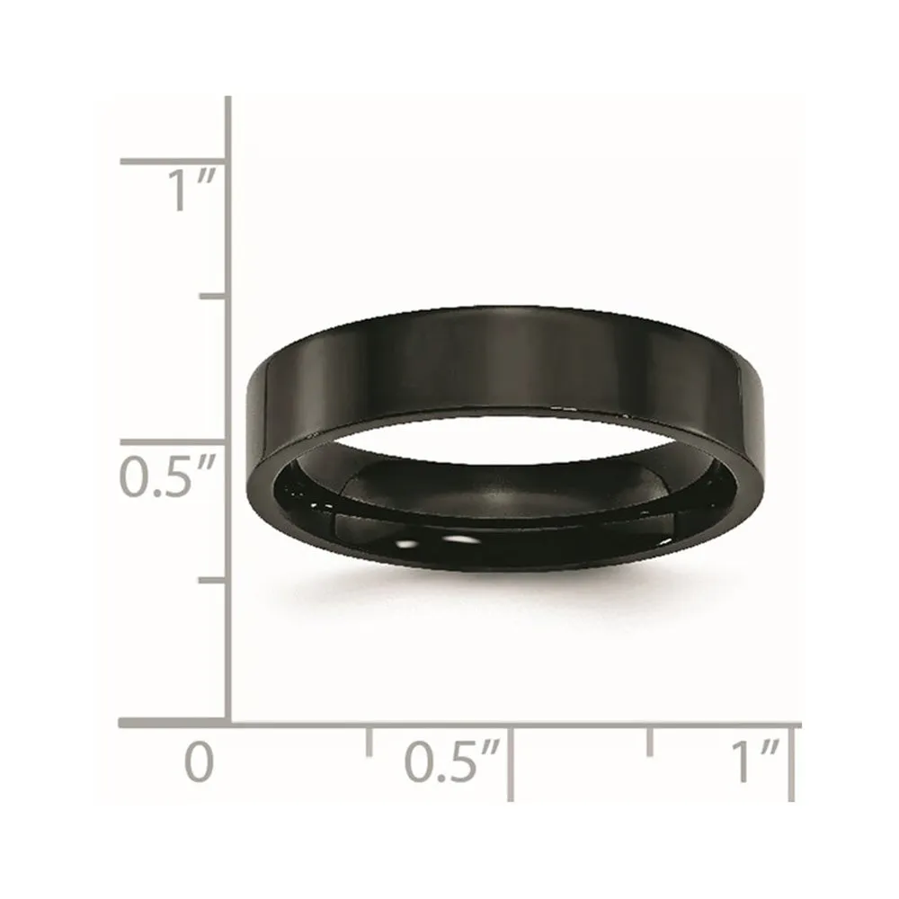 5mm Black Plated Stainless Steel Polished Flat Band