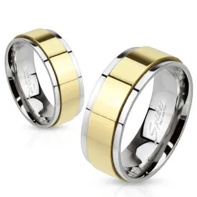 6mm Spinner Gold IP Two Toned Stainless Steel Ring Band