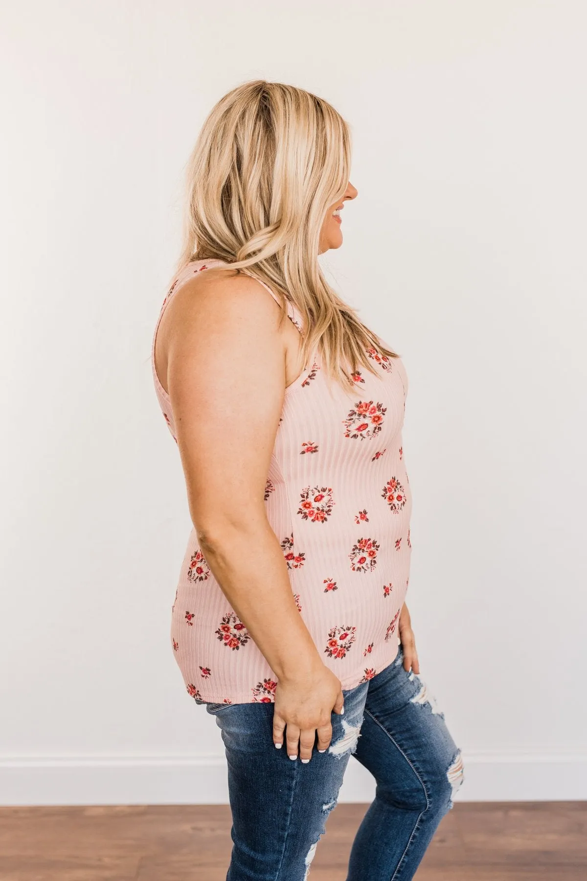 Among The Wildflowers Henley Tank Top- Blush