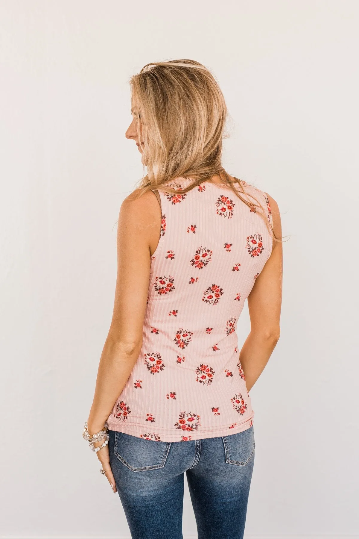 Among The Wildflowers Henley Tank Top- Blush