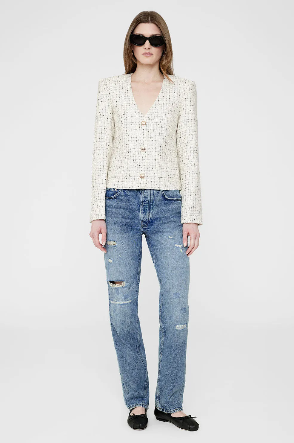 Anitta Jacket - Cream And Black Tweed