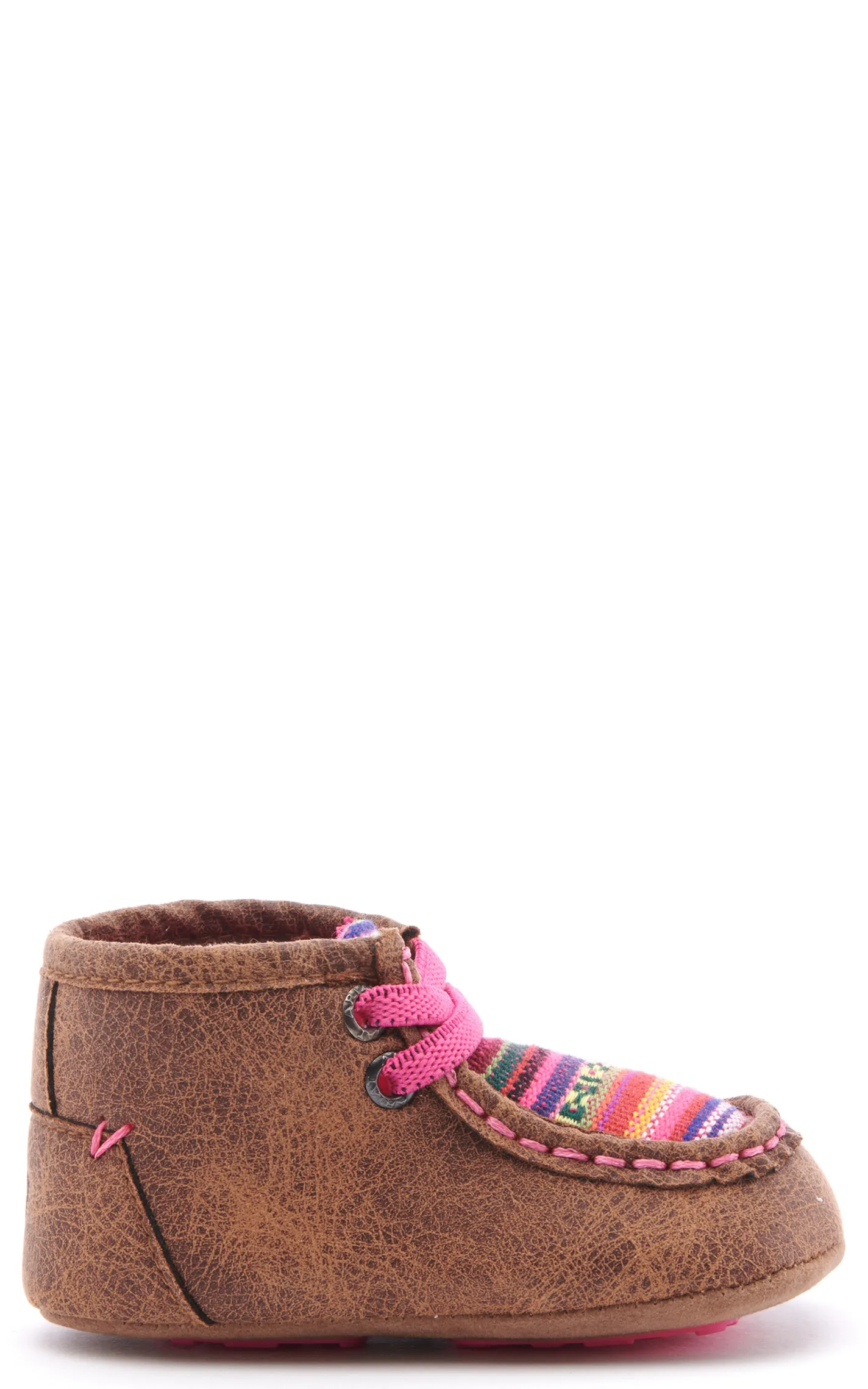 Ariat Infant Lil Stompers Brown and Pink Serape Print Moc Toe Shoes