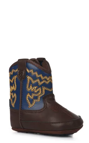 Ariat Infants Lil' Stompers Deadwood Brown with Navy Western Bootie