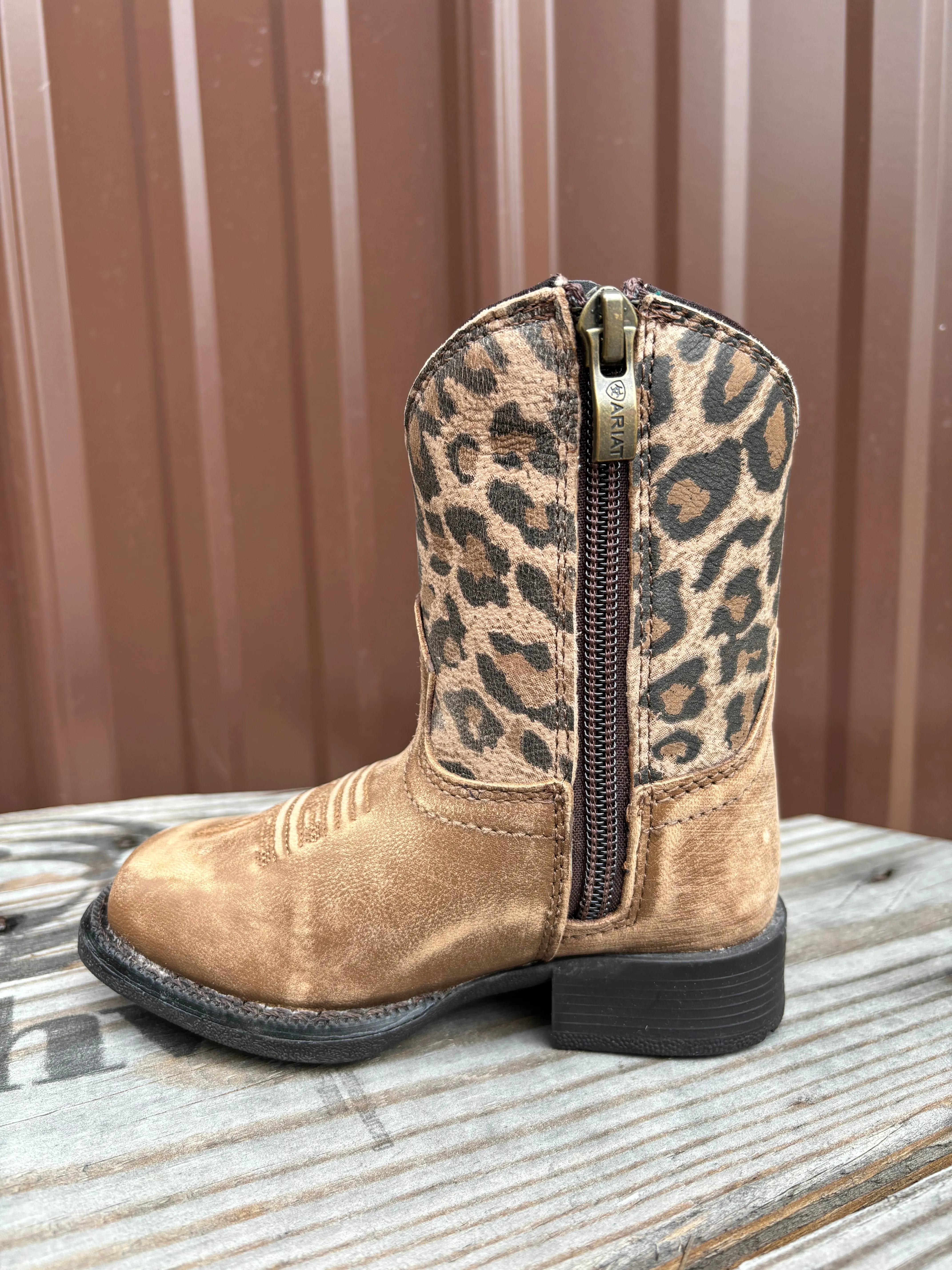 Ariat Lil' Stomper Toddler Savanna Brown Leopard Print Western Cowboy Boot A441003475