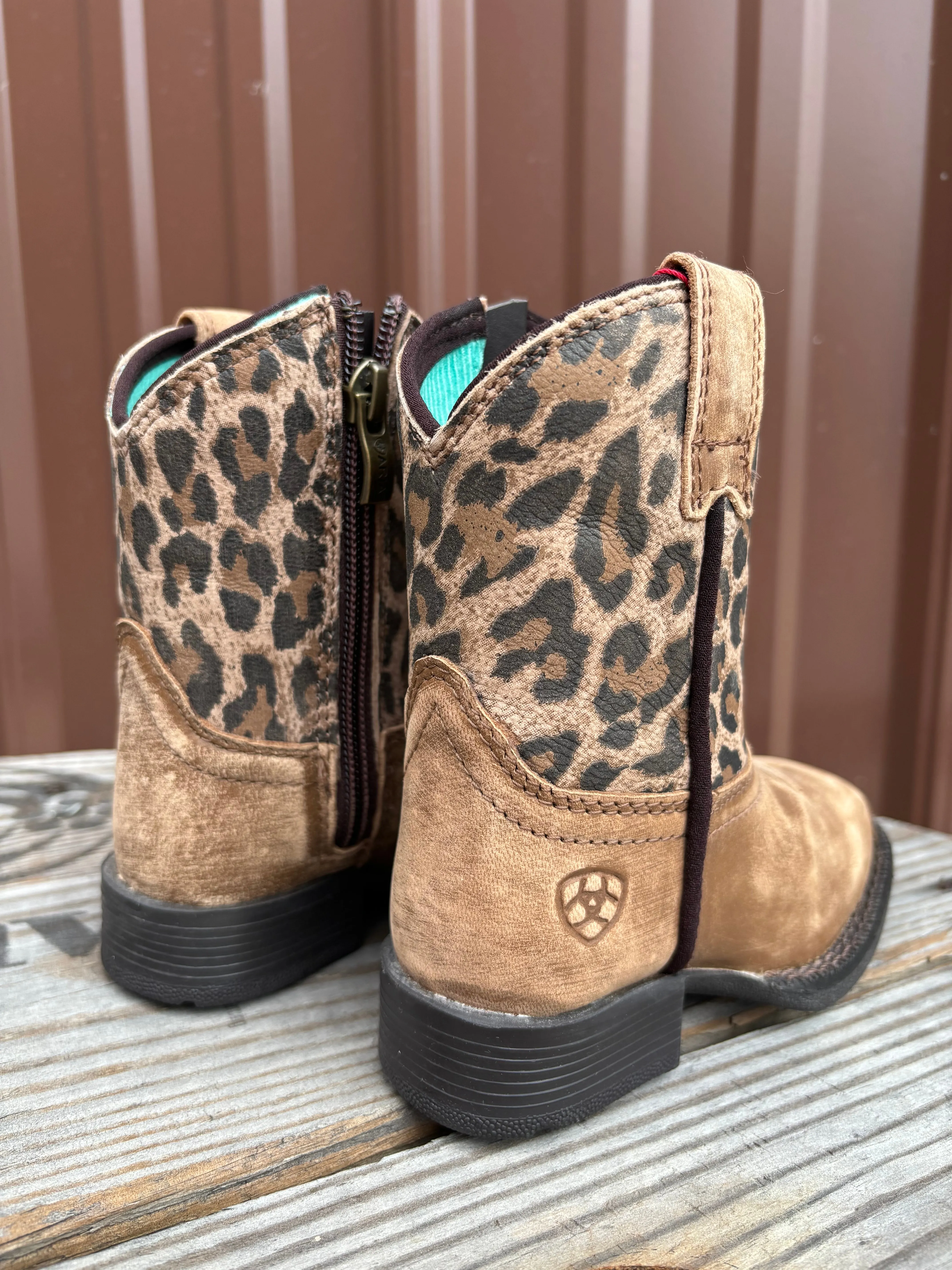 Ariat Lil' Stomper Toddler Savanna Brown Leopard Print Western Cowboy Boot A441003475