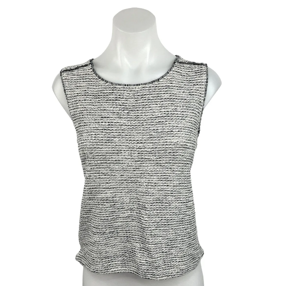 Banana Republic Women's Tweed Texture Gray Fringe Sleeveless Tank Top Size M