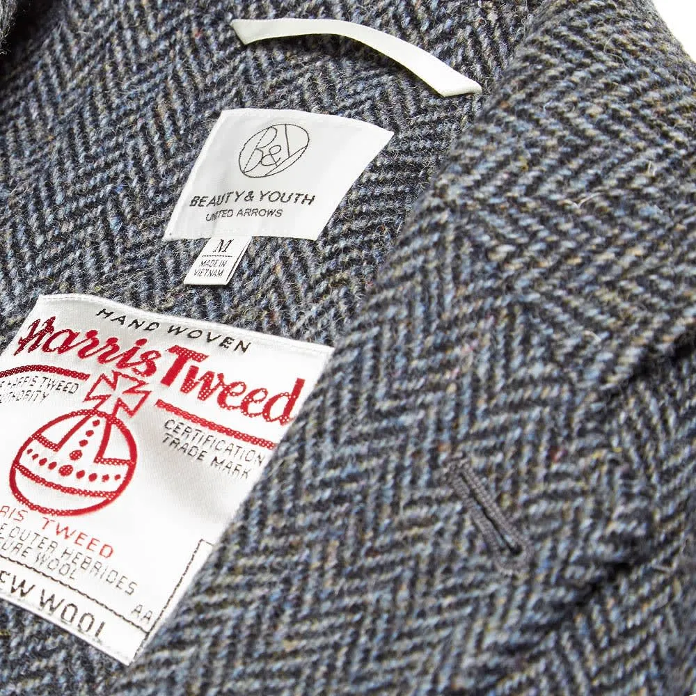 Beauty & Youth  Herringbone Harris Tweed BlazerDark Grey