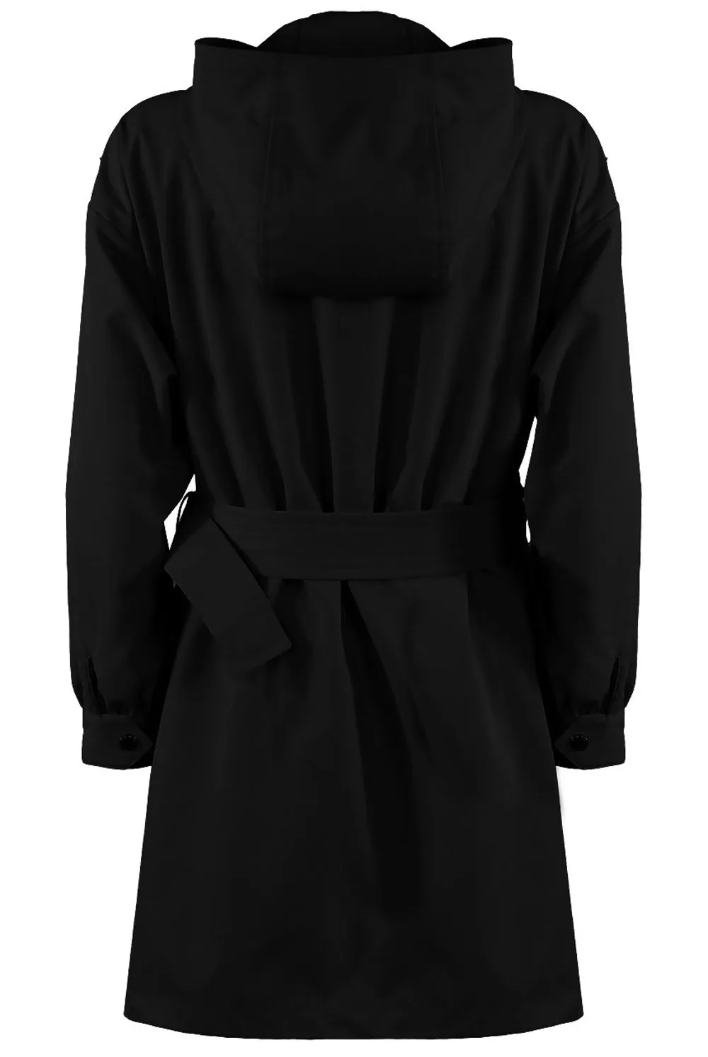 Belted Black Rain Mac