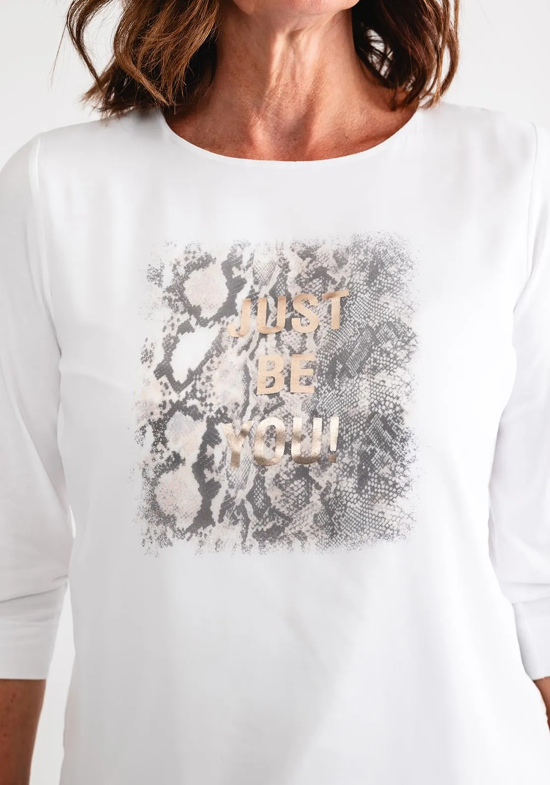 Bianca Ele Just Be You Graphic Top, White