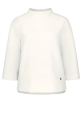 Bianca Kim Embossed High Neck Sweatshirt, White