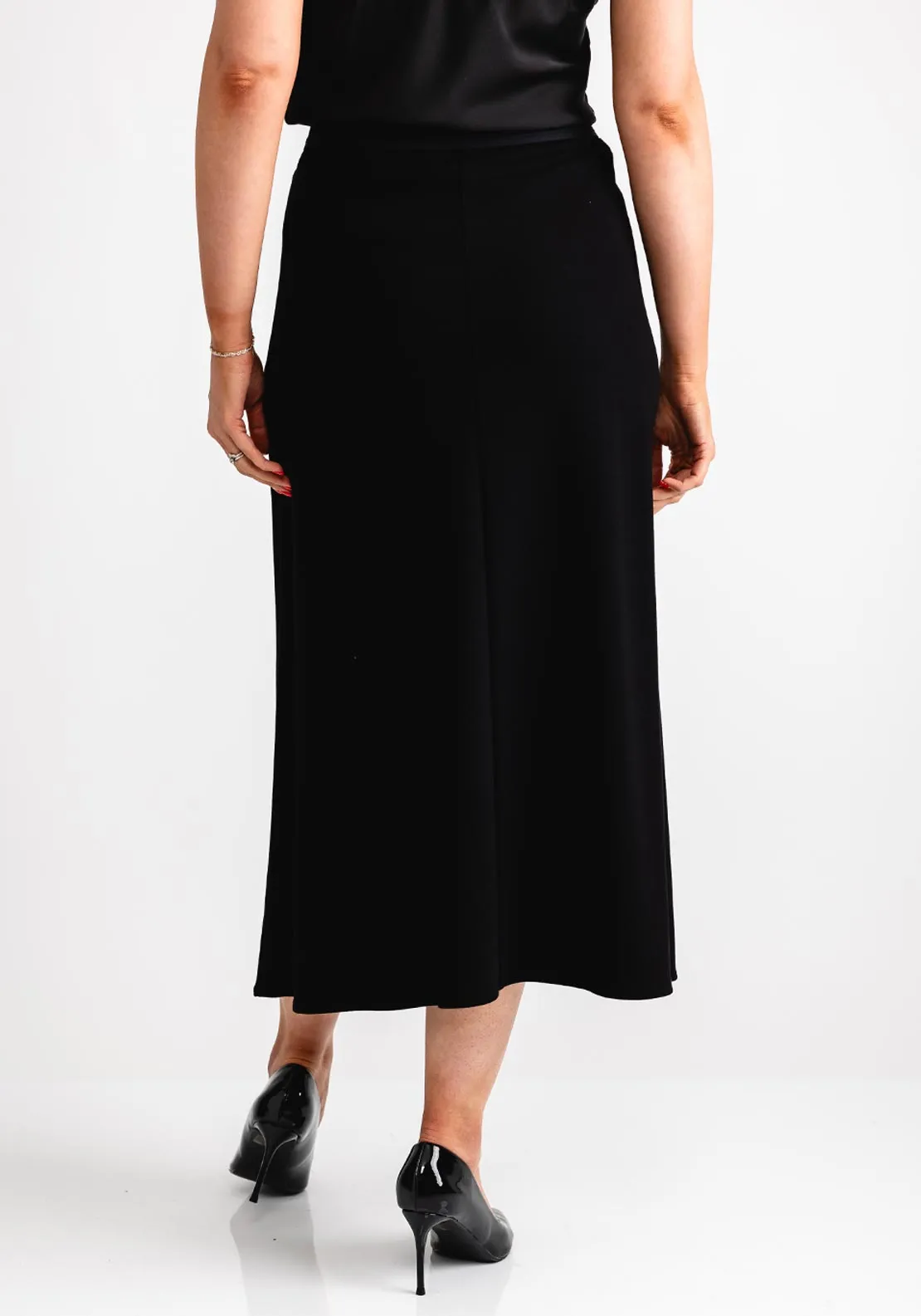 Bianca Logo Waist Midi Skirt, Black