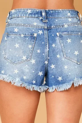 Bianca Star Print Denim Shorts