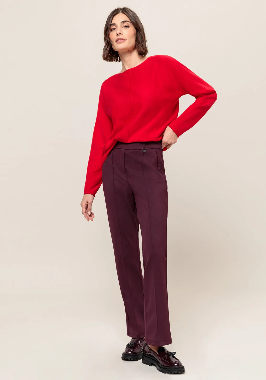 Bianca Stretch Knit Jumper, Red