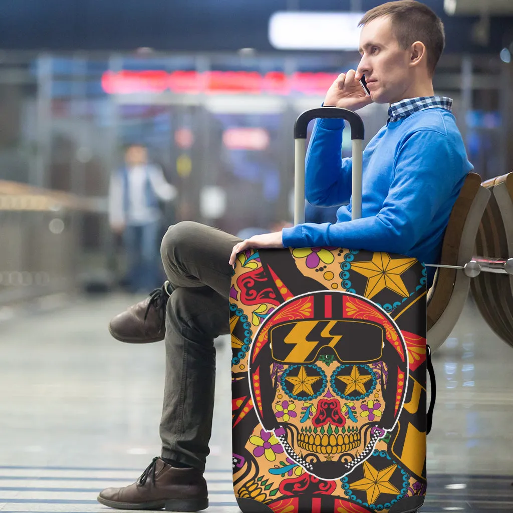 Biker Sugar Skull Luggage Cover