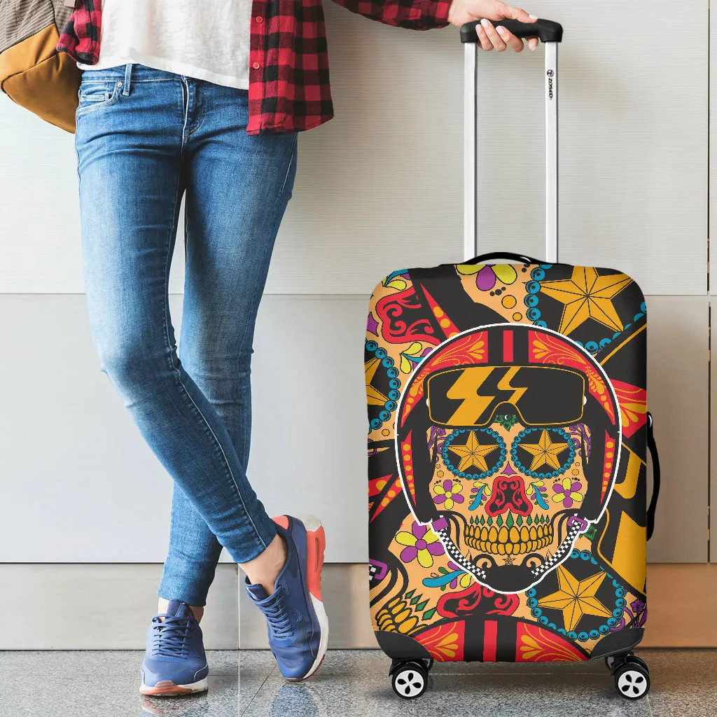 Biker Sugar Skull Luggage Cover