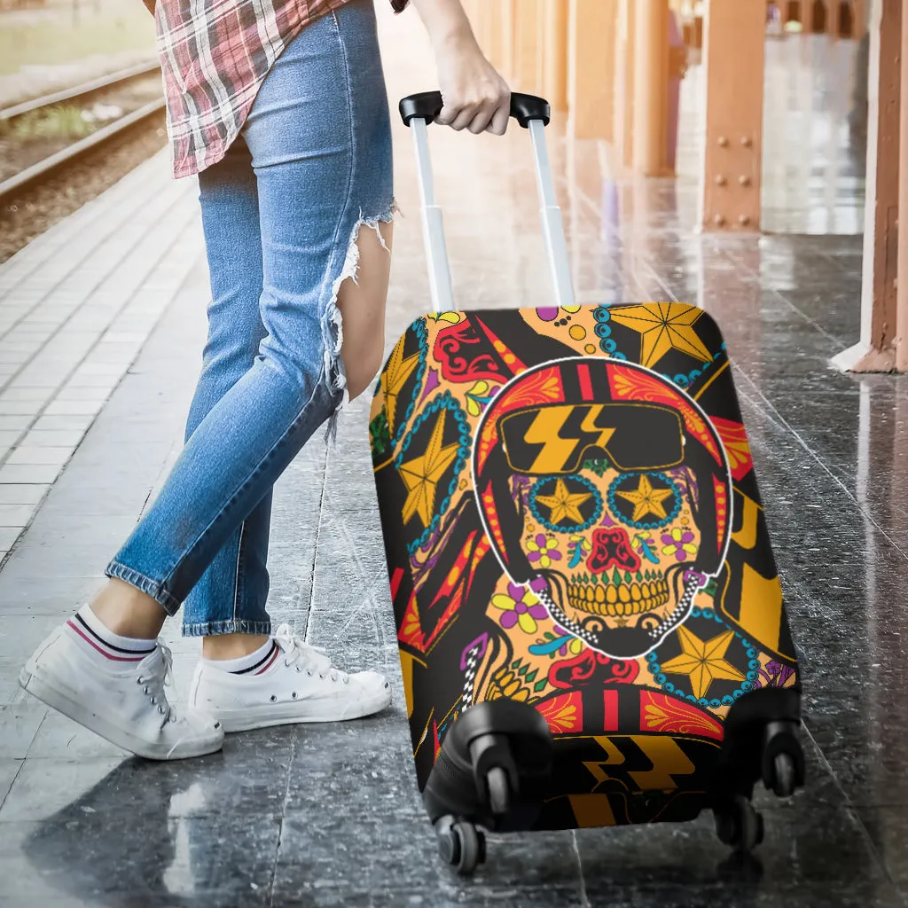 Biker Sugar Skull Luggage Cover