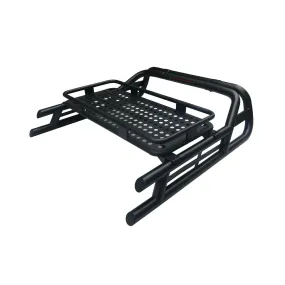 Black Long Arm Roll Sports Bar inc Cargo Basket Rack for Nissan Navara NP300 15+