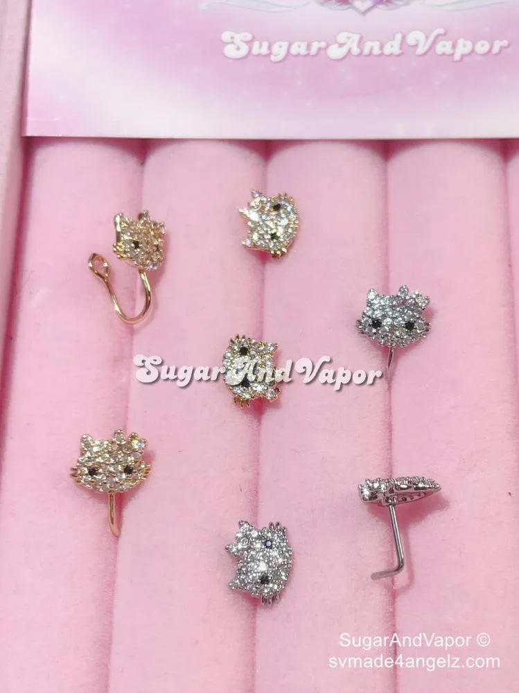 Bling Cute Kitten Nose Rings