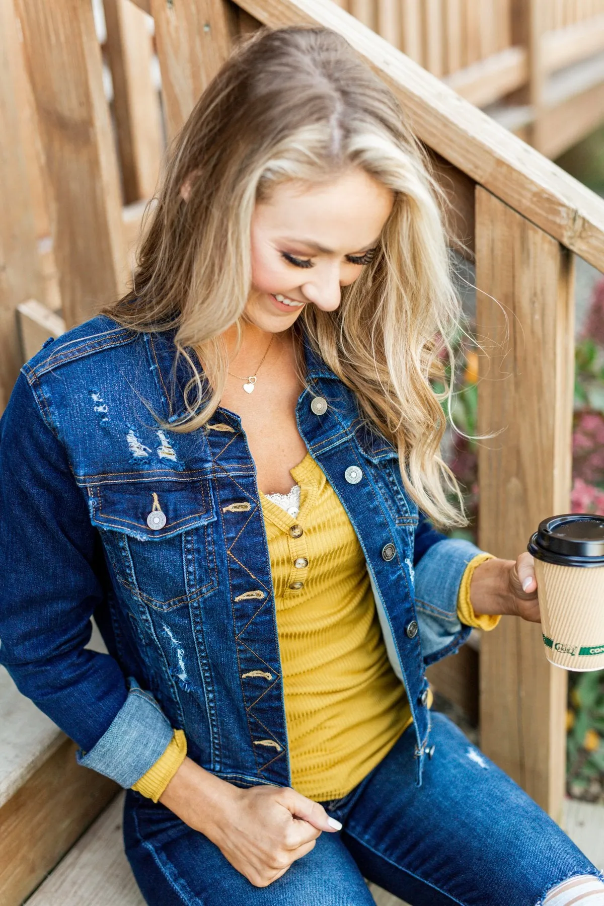 Break The Silence Button Henley Top- Mustard