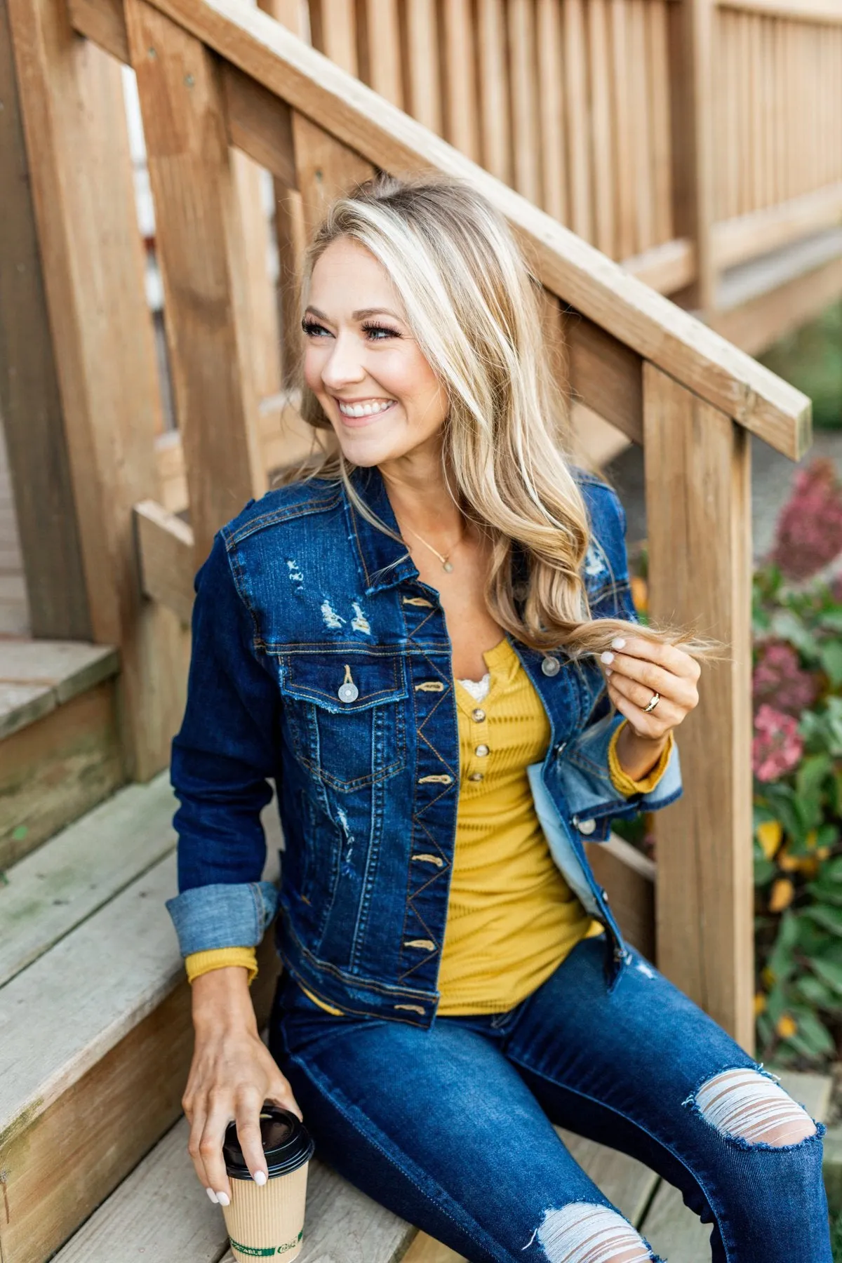 Break The Silence Button Henley Top- Mustard