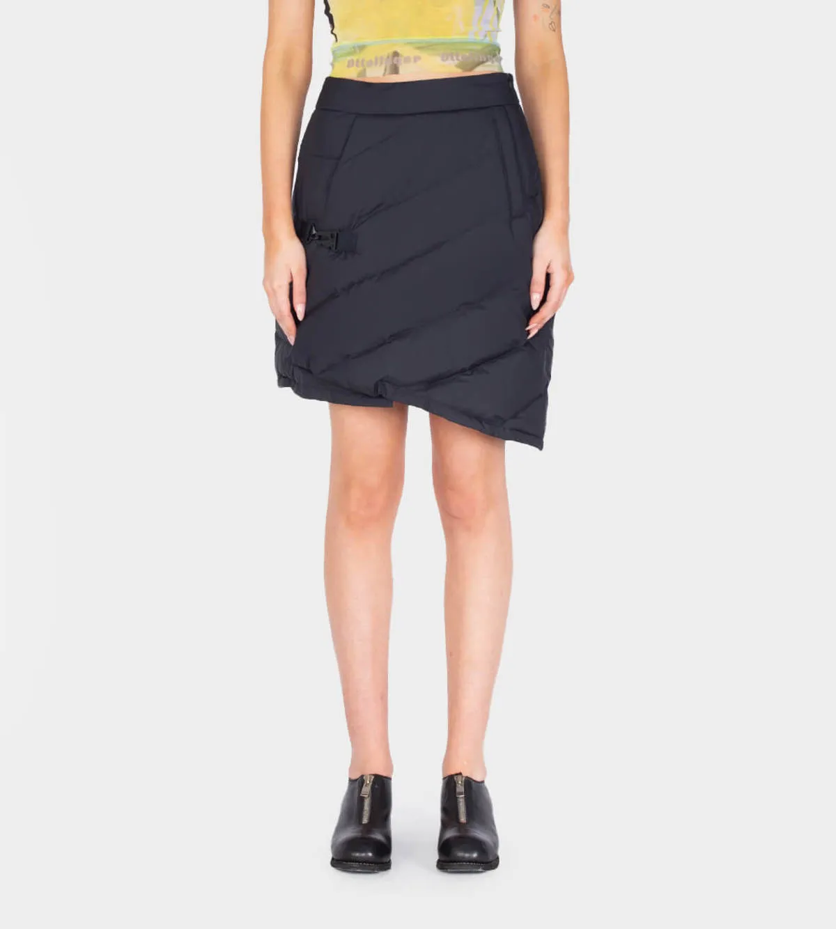 Buckle Side Puffa Skirt - Black