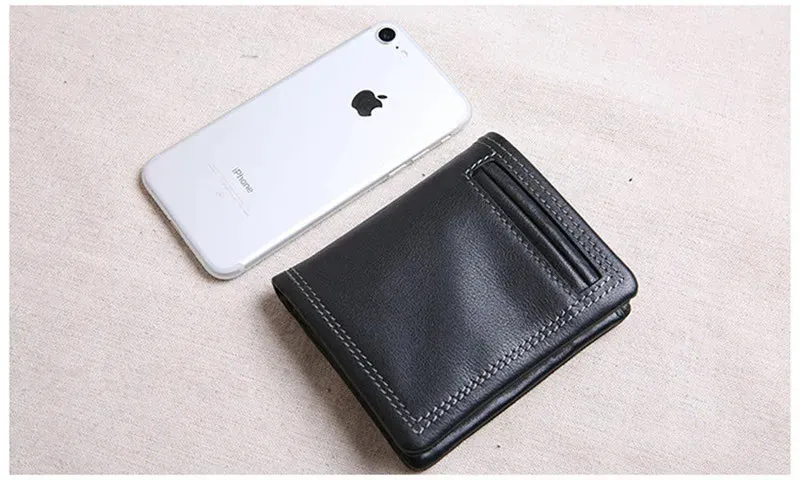 Casual Style Genuine Cowhide Leather Card Holder Wallet for Unisex