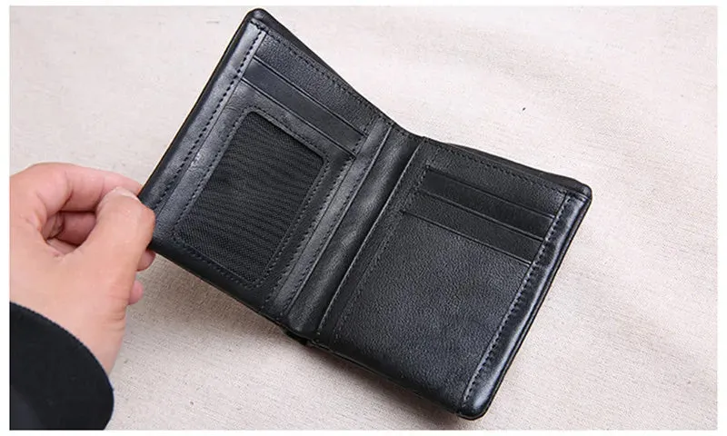 Casual Style Genuine Cowhide Leather Card Holder Wallet for Unisex