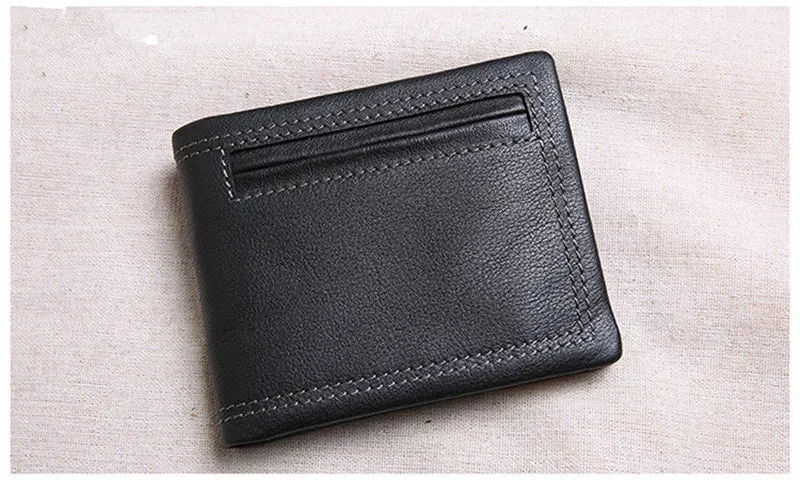 Casual Style Genuine Cowhide Leather Card Holder Wallet for Unisex