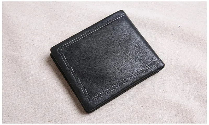 Casual Style Genuine Cowhide Leather Card Holder Wallet for Unisex