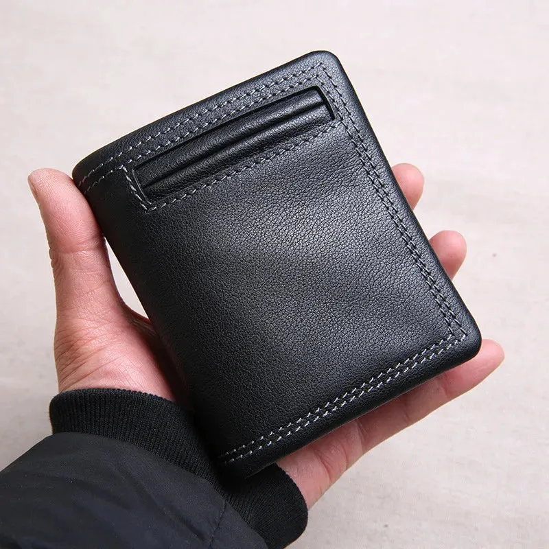 Casual Style Genuine Cowhide Leather Card Holder Wallet for Unisex