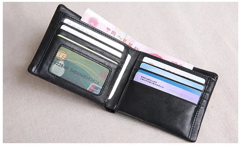 Casual Style Genuine Cowhide Leather Card Holder Wallet for Unisex