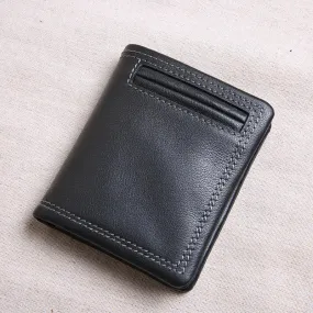 Casual Style Genuine Cowhide Leather Card Holder Wallet for Unisex