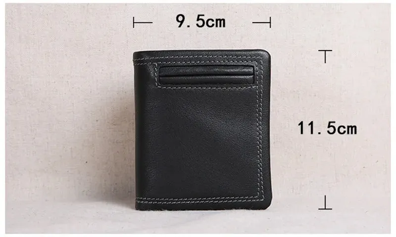 Casual Style Genuine Cowhide Leather Card Holder Wallet for Unisex