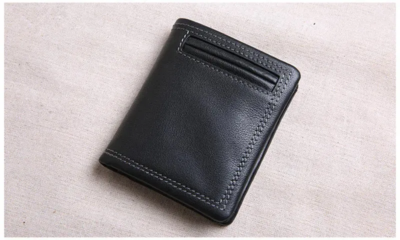 Casual Style Genuine Cowhide Leather Card Holder Wallet for Unisex