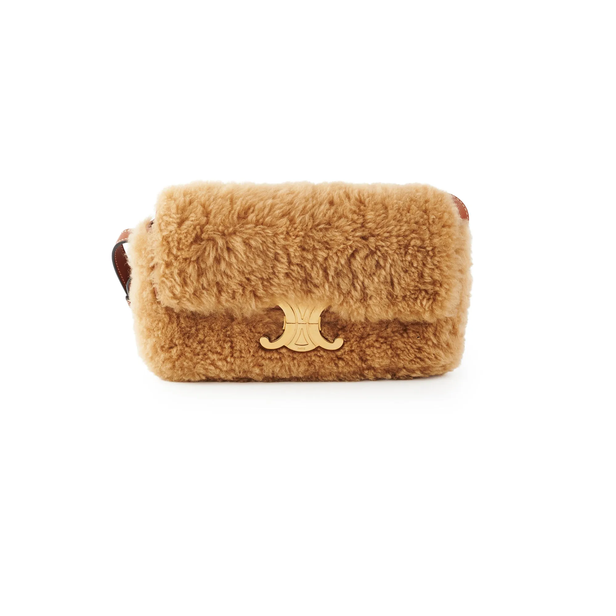 Celine Triomphe Faux Fur Brown Shoulder Bag