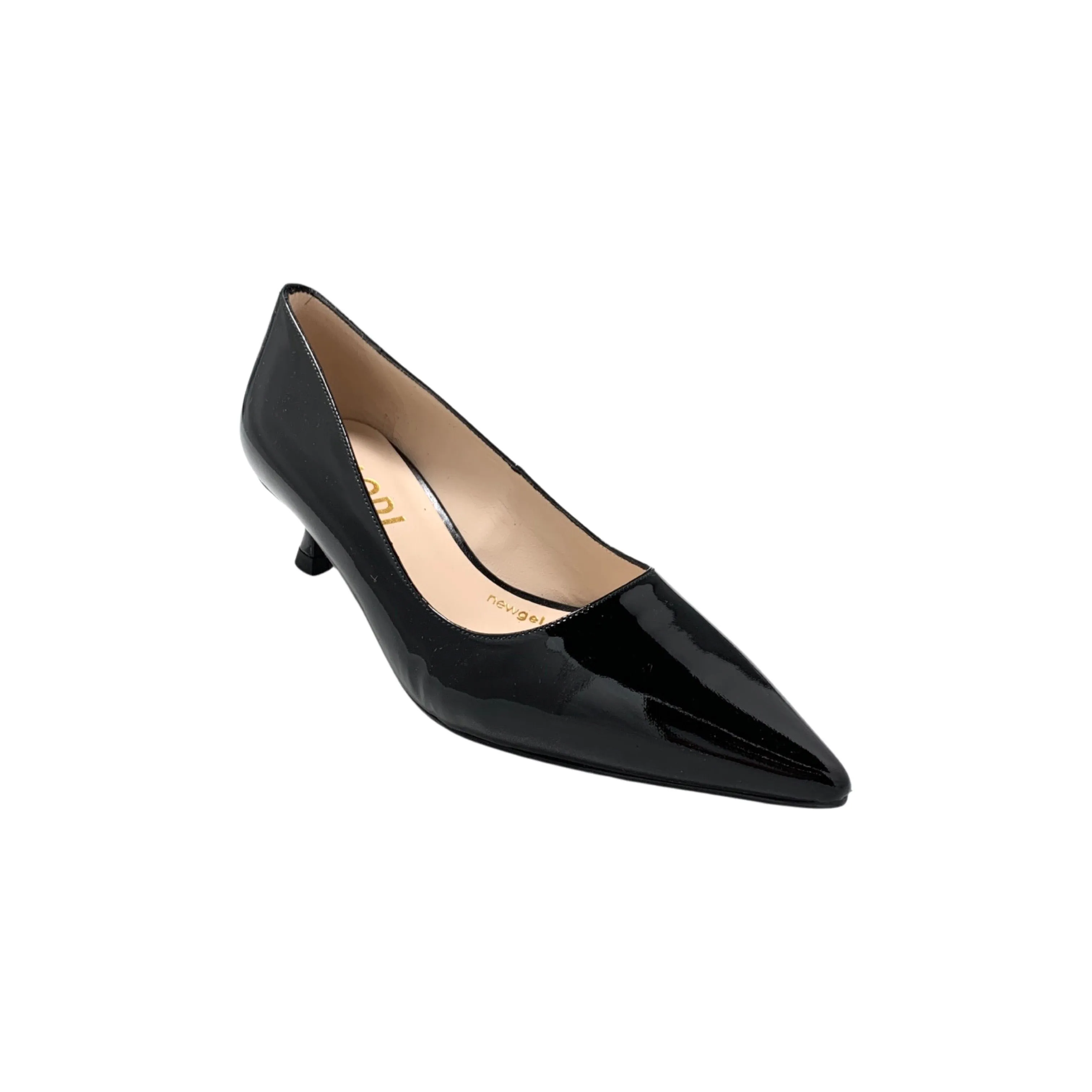 Chemia Black Patent kitten Heel Pump