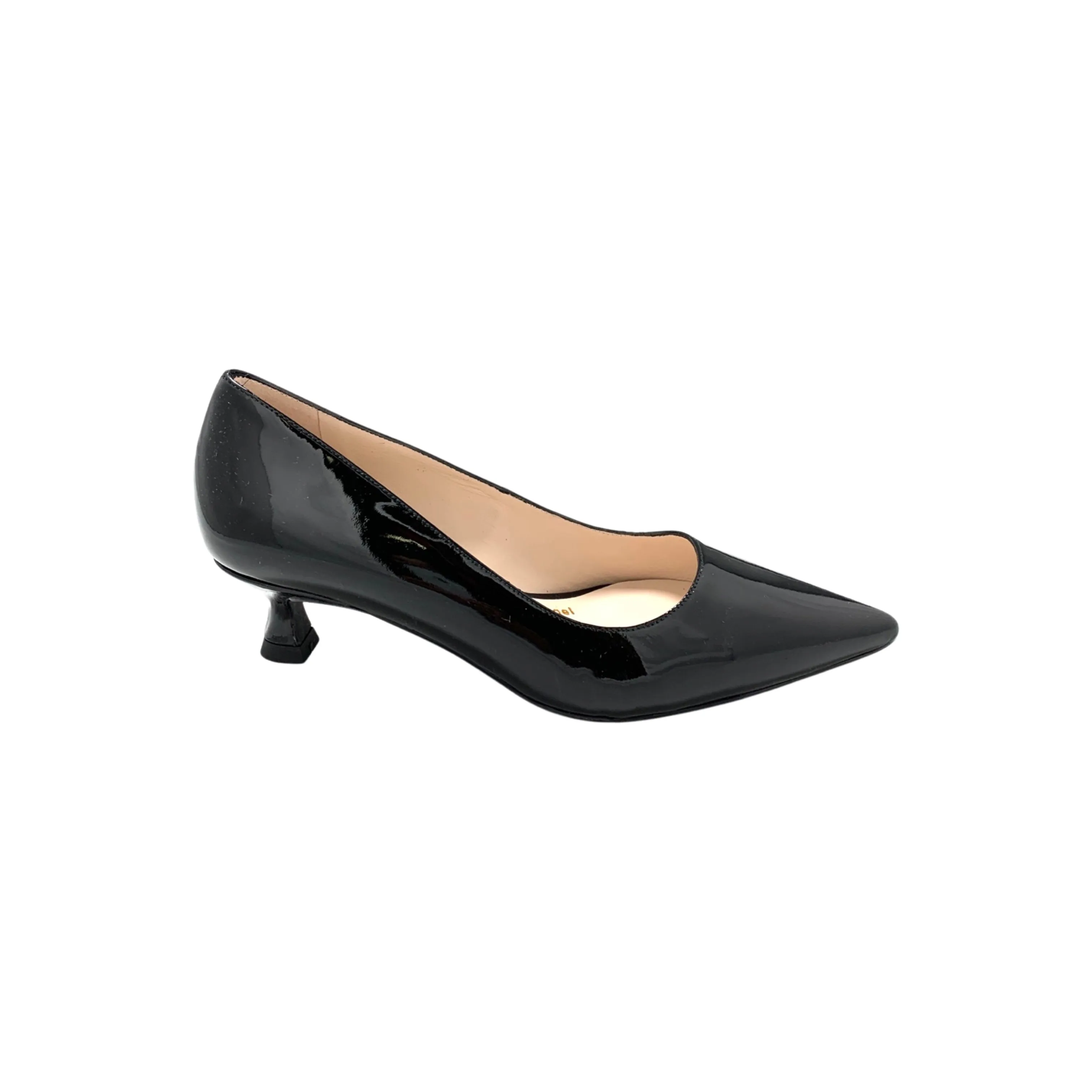 Chemia Black Patent kitten Heel Pump