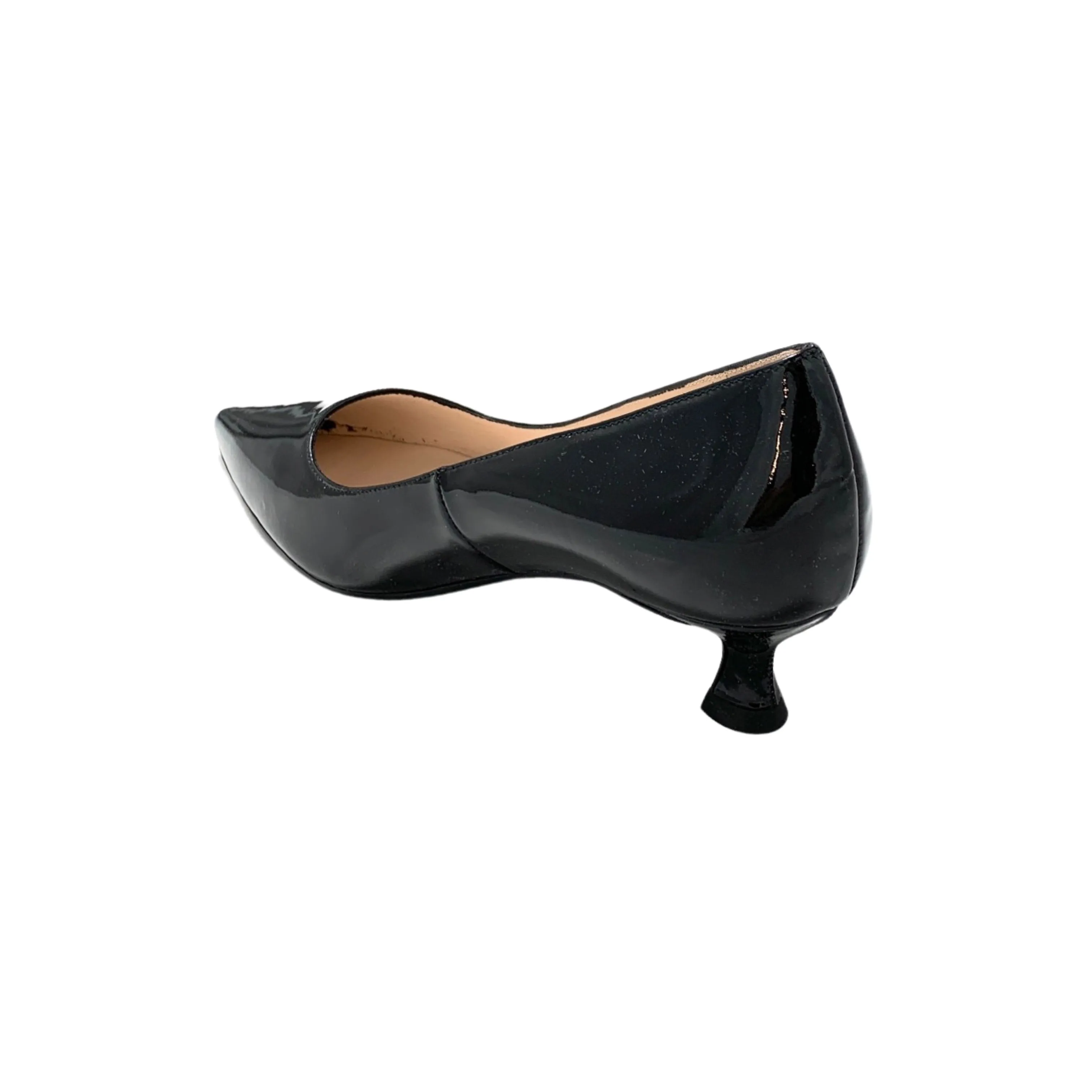 Chemia Black Patent kitten Heel Pump