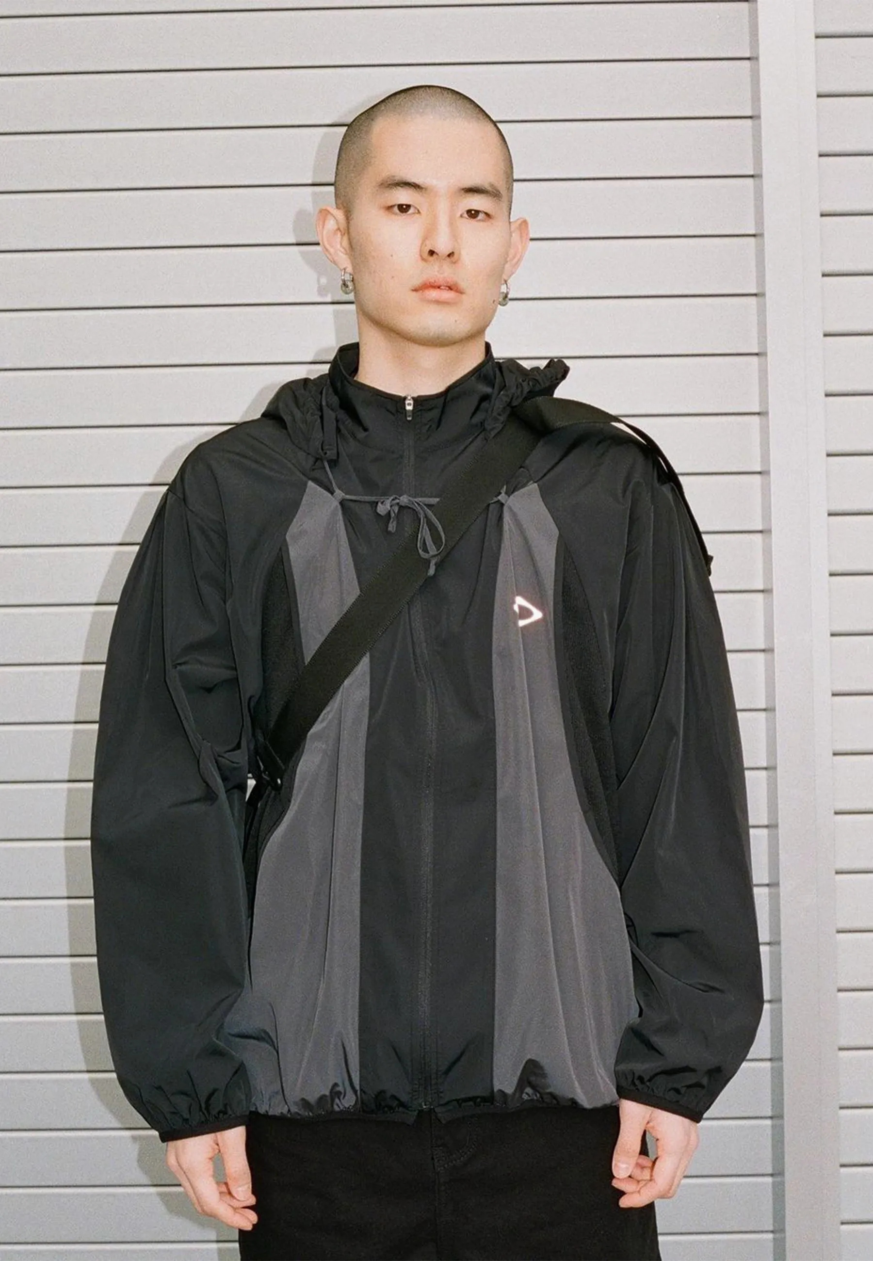 Colour Blocked Windbreaker - Black