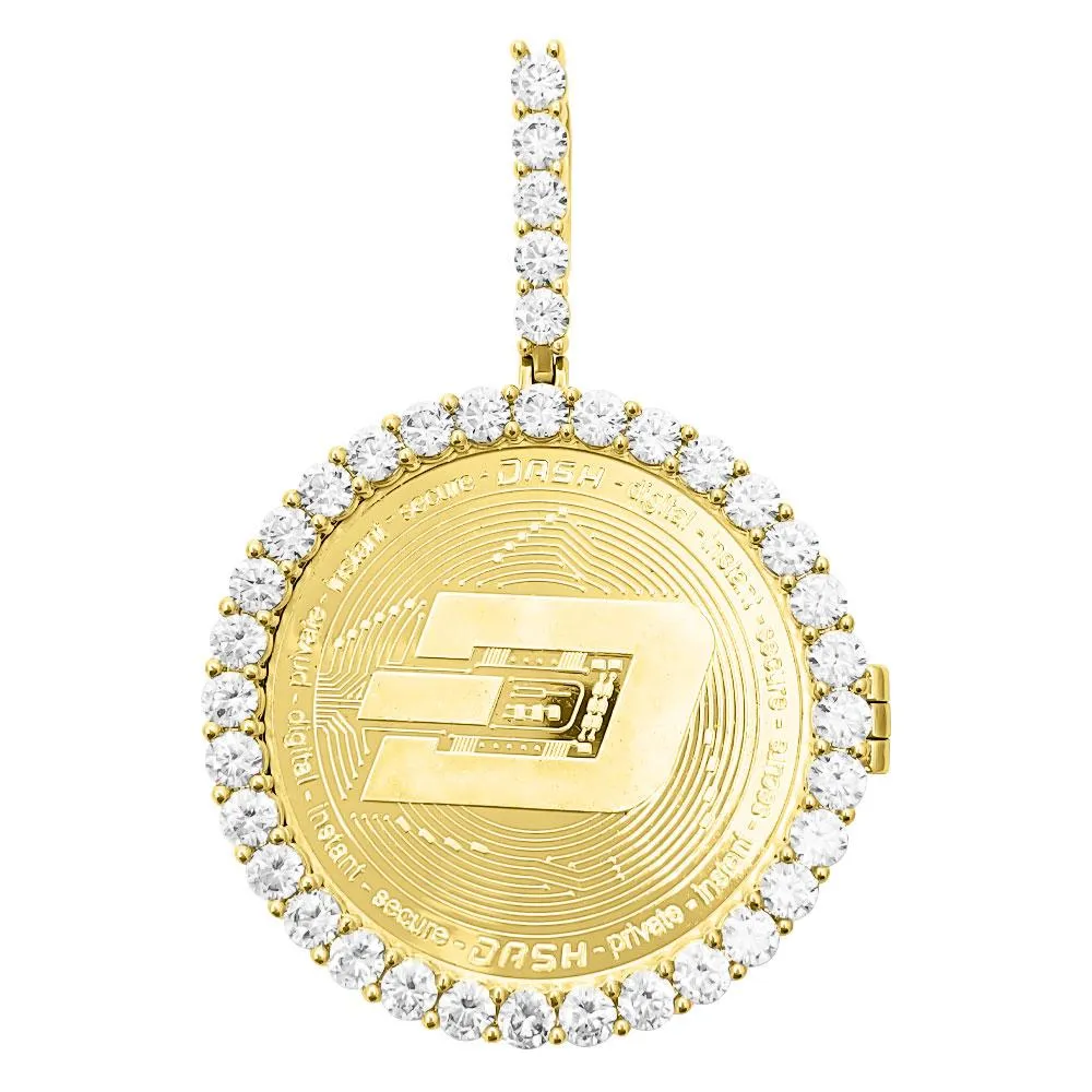 DASH Coin Iced Out Frame Pendant