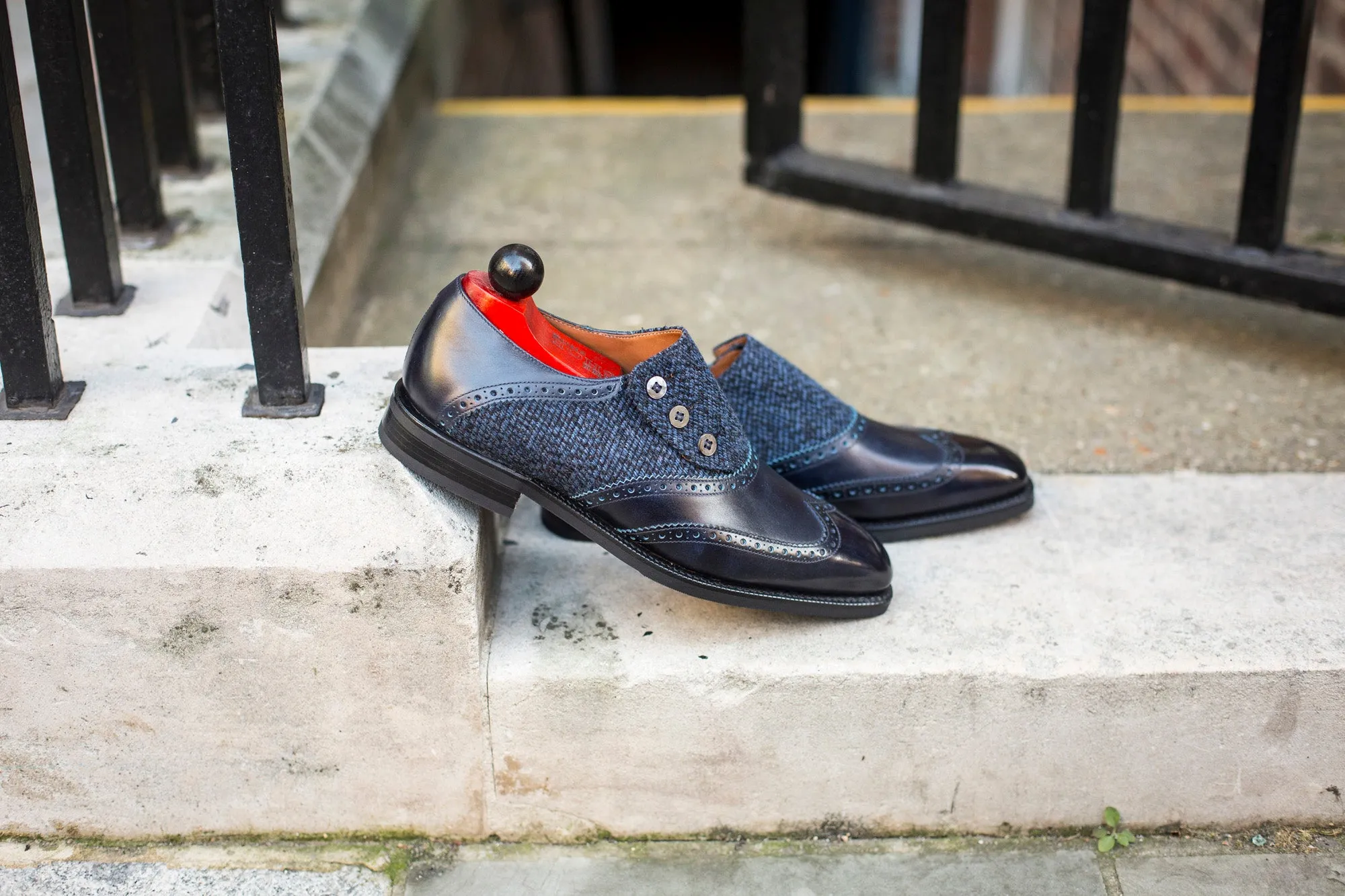 Dorai - MTO - Navy Museum Calf / Blue Poulsbo Tweed - LPB Last - City Rubber Sole