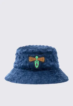 Embossed Fur Bucket Hat - navy