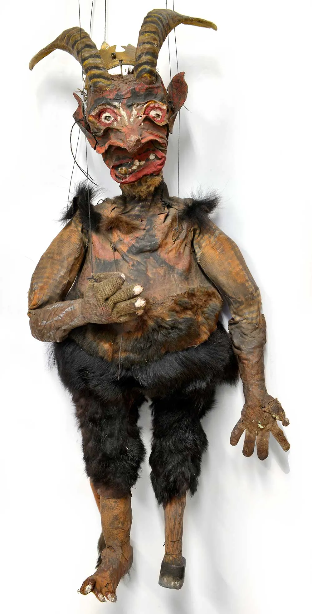 Extraordinary handmade, antique Czech Devil King puppet